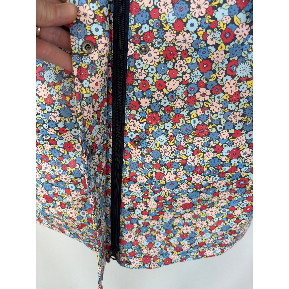 Boden Floral Hooded Raincoat Multi Color Ditsy Flower Quilted Lining Jacket US 8 - Picture 7 of 11